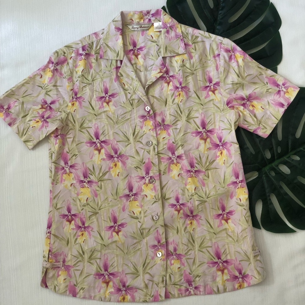 Tommy Bahama Camp Top 100% Silk EUC